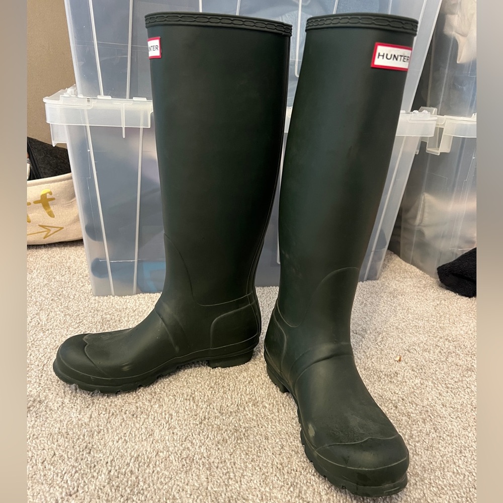 Hunter Dark Green Tall Rain Boots